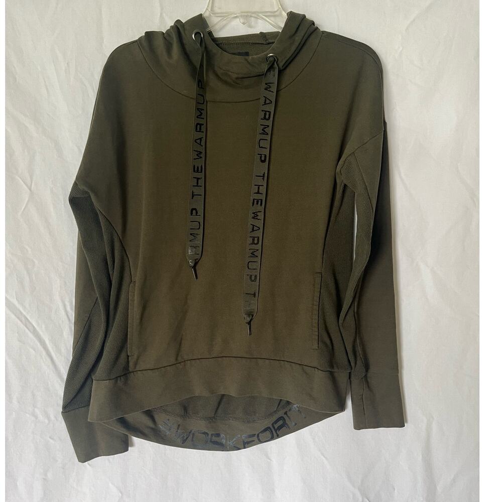 Jessica Simpson Women's Green Eyelet Sweatshirt Top Hooded  Long Sleeve Small